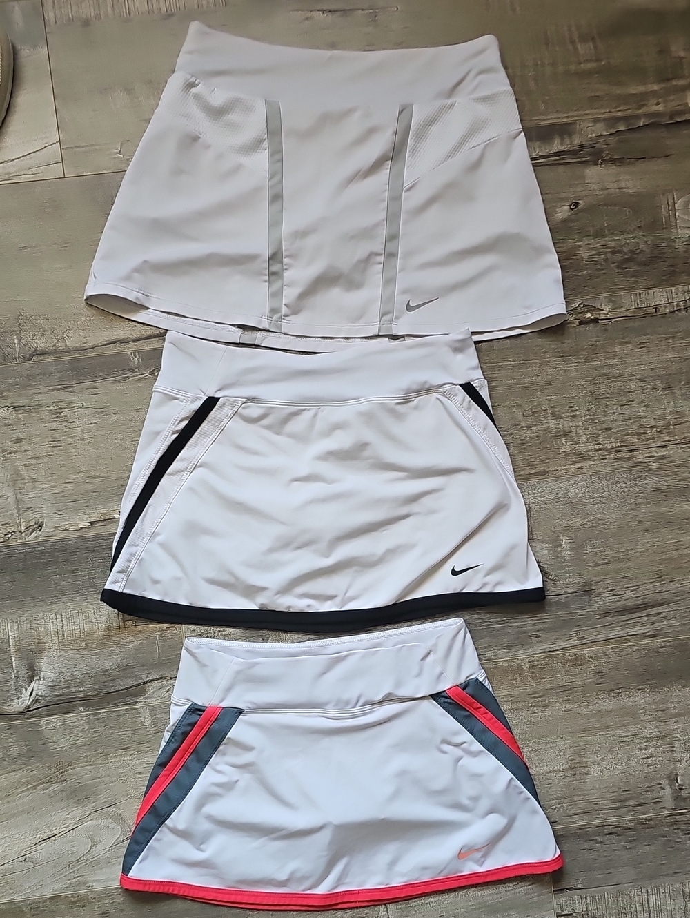 Nike White Athletic Skorts Lot x3 with Black and Pink Accents